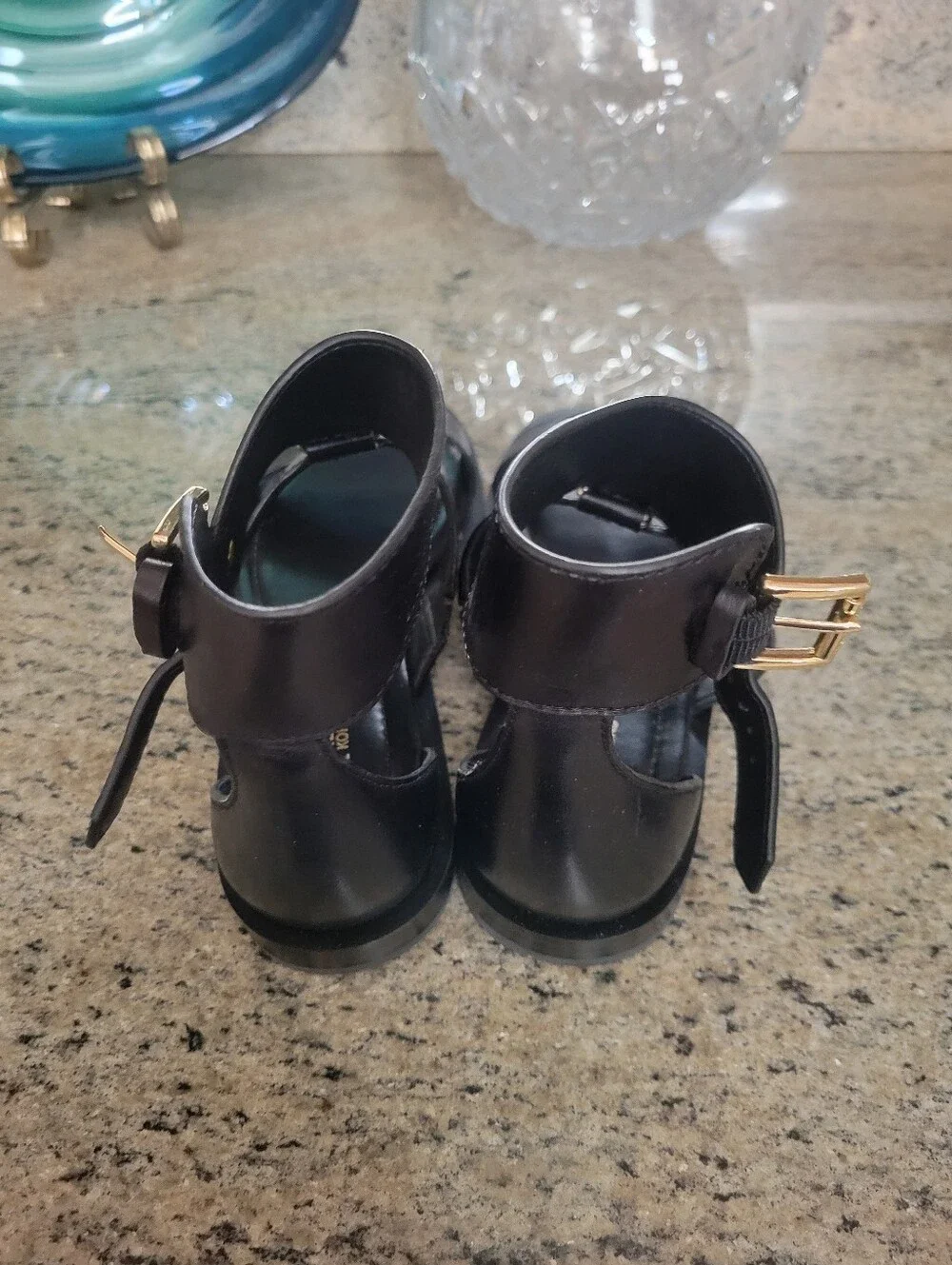 Michael Kors Black Strappy Ankle Buckle Sandals - Women's Comfort Sandal
